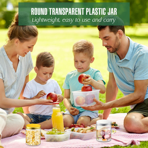 Mifoci 50 Tarros De Plástico Transparente De 16 Oz Con Tapas
