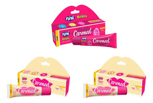 Kit Carmed 2 Beijinho Fps 30 E 1 Carmed Fini Beijo Cor Rosa