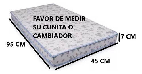 Colchón De Cuna Corral Bebe 45 X 95 X 7 Imperme Colchonsito Blanco