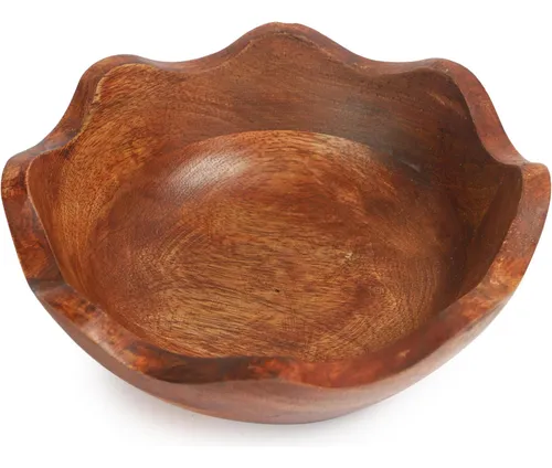 Tazón De Diseño De Ondas Hechas A Mano De Madera Amerindiana