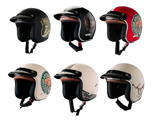 Imagen 1 de 6 de Pack X6 Casco Vertigo Abierto Vintage Edición Especial