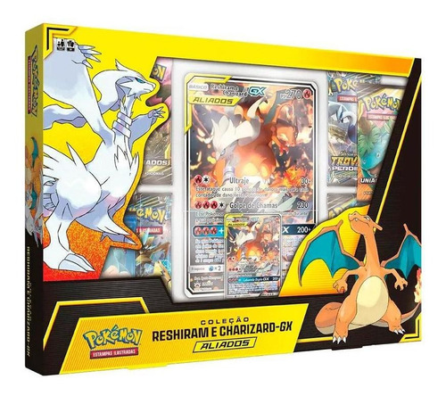 Box Pokémon Coleção Aliados Reshiram E Charizard Gx - Copag