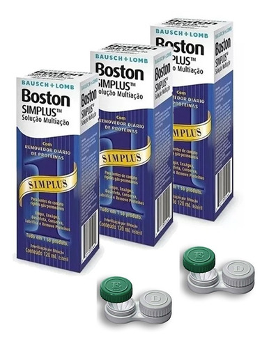 Solução Para Lentes Rígidas Boston Simplus 120ml 03 Caixas