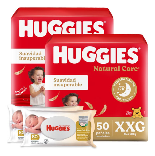 Huggies Supreme Care Pack X 2 + Toallas Oleo Calcareo 80 X 2