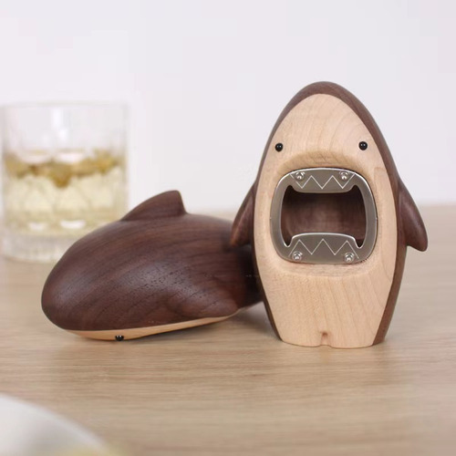 Cartoon Wine Bottle Opener Wooden Shark