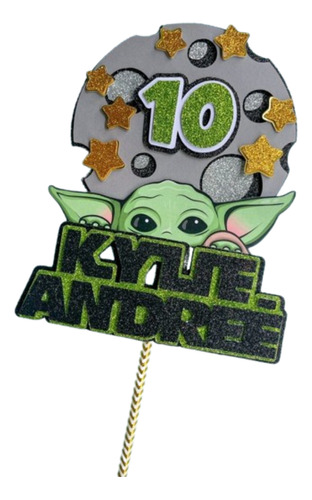 Adorno Baby Yoda Star Wars Deco Torta Cumpleaños Espacio Lun