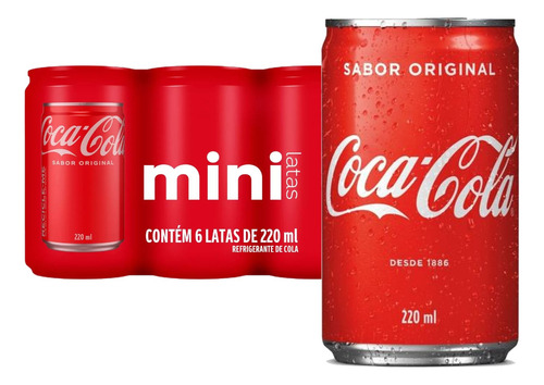 Refrigerante Coca Cola Original Lata 220ml (6 Latas)