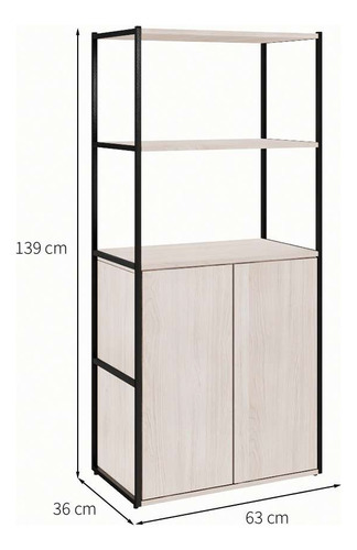 Estante Shelf 2 Pt Carvalho Berlin E Preta 139 Cm Cor Marrom-claro
