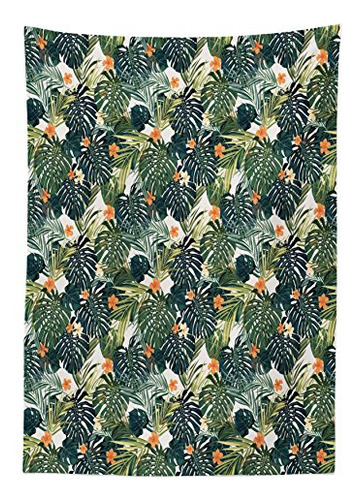 Mantel Verde Ambesonne, Patrón De Aloha Hawaiiano De C9f2z
