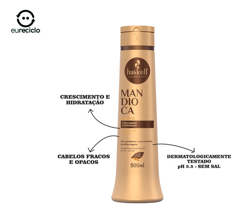 Shampoo Mandioca Haskell Nutrição E Crescimento 500ml
