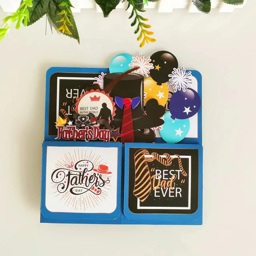 3 Tarjeta Del Día, Tarjeta Del Mejor Papá En Caja, Tarjeta