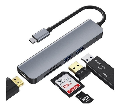 Hub Adaptador Usb 5 En 1 Hdmi Usb 3.0 Tf Sd