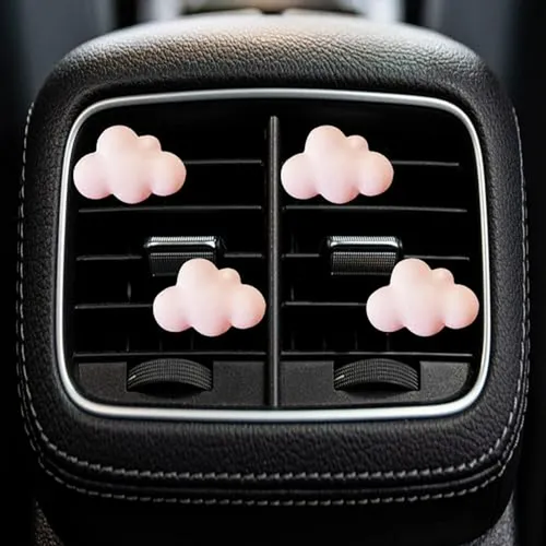 Clips De Ventilación Para Auto Con Diseño De Nube Rosa, 4 Pi