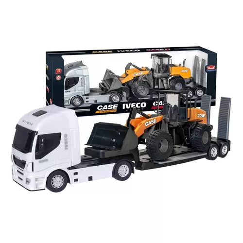 Carreta de Brinquedo Iveco com Trator Escavadeira Realistas Usual - Ri Happy