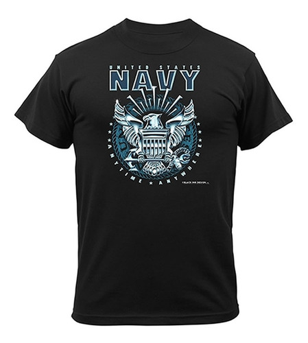 Camiseta Manga Corta Negra Emblema Y Navy
