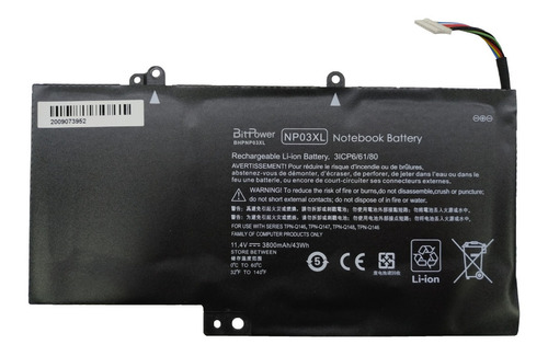 Bateria Bitpower P/ Hp X360 Np03xl Hstnn-lb6l  Tpn-q146