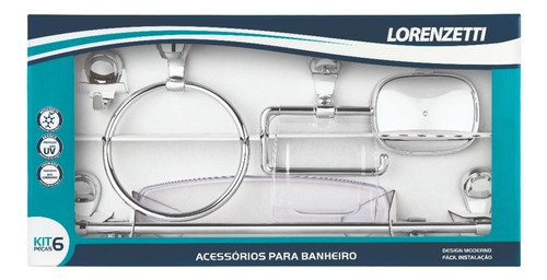 Kit Acessórios Banheiro 6 Peças Cromado Attic Lorenzetti