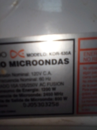 Imagen 10 de 10 de Tarjeta Para Microondas Daewoo Modelo Kor-630a