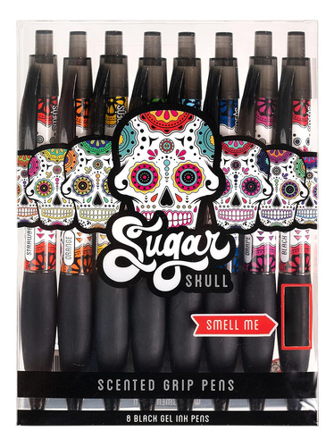 Sugar Skull Smens - Bolígrafos Perfumados, Tinta Negra, Punt