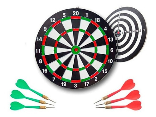 Juego De Dardos Tiro Al Blanco 2 En 1 Madera Reversible 36cm