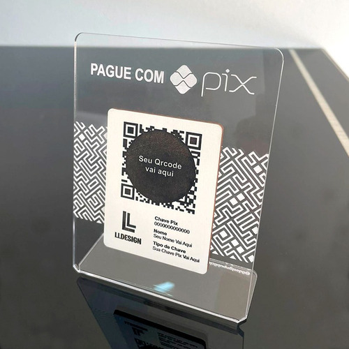 Imagem 1 de 3 de Placa Pix Personalizada Qr Code Acrílico Transparente