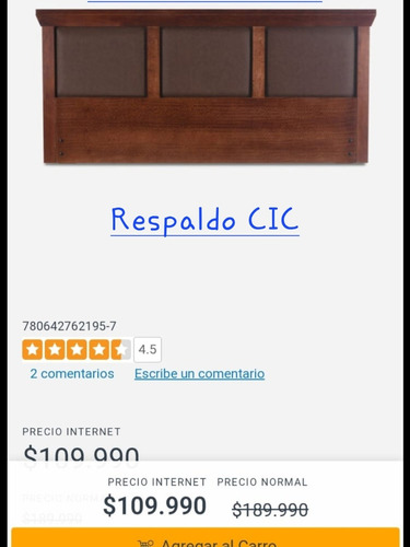 Respaldo De Cama Cic Nuevo En Caja