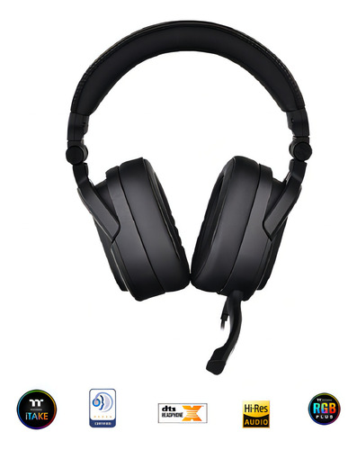 Fones de ouvido Thermaltake Argent H5 Rgb 7.1 com faixa de cabeça, cor preta