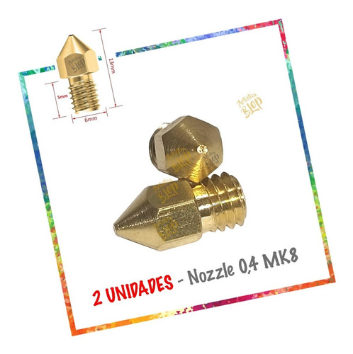 Pack 2 Pico Nozzle Mk8 0.4 Mm Bronce Laton M6 Ender 3 Pro V2