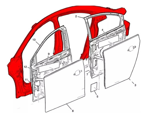 Painel Lateral Externo Ld Cruze Hatch 17/22 Original Gm Nova