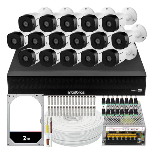 Kit 16 Câmeras Intelbras + Dvr 16 Canais Com Hd 2 Tb