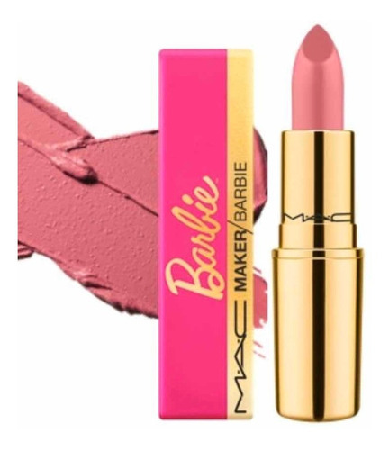 Lápiz Labial Barbie Mac Maker @barbiestyle Acabado Matte Color Rosa Chicle