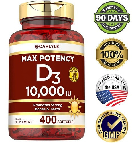 Imagen 1 de 3 de Vitamina D3 10.000iu America 400 Capsulas