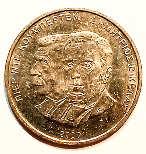 Moneda Grecia Juegos Olímpicos Atenas 2004 P. De Coubertin (Usado)