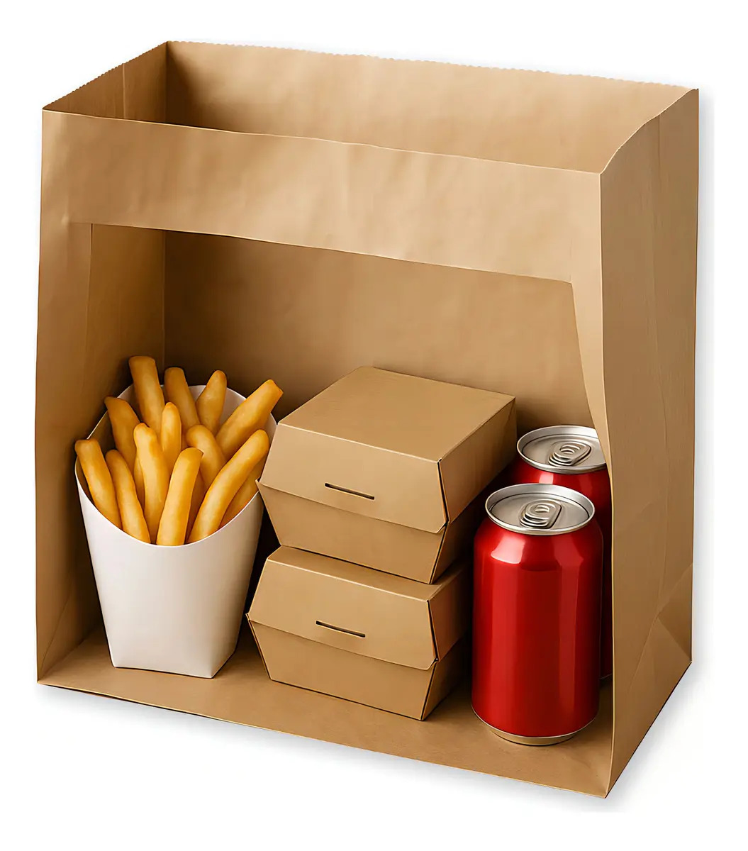Saco Papel Kraft 30x14x24cm 100und Semi Kraft Sos Embalagem Delivery Entregas Lanches Presentes Acesso