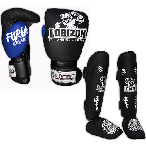 Kit Guante Box Furia Lobizon + Tibial Rigido Pie Desmontable