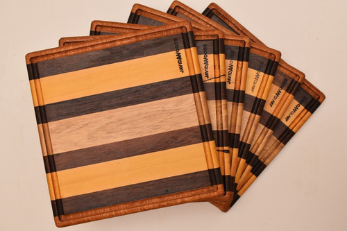 Juego Tabla Para Asado + Set De 6 Tablas Plato Artesanales Modelo 3