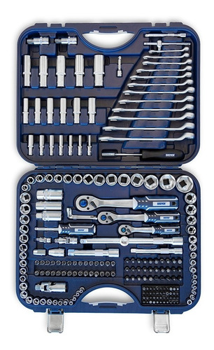 Imagen 2 de 6 de Set Herramientas Llaves Tubos Combinadas 218 Pz Bremen 1/4 3/8 1/2 Cod. 6630 Dgm