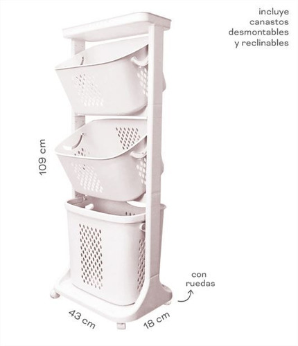 Carrito Organizador Laundry 3 Canastos