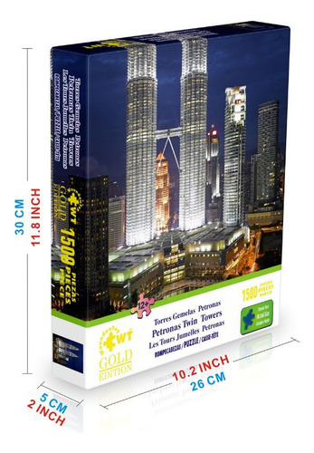 Rompecabezas Wuundentoy Gold Edition 1,500 Pzs, Torres Gemelas Petronas