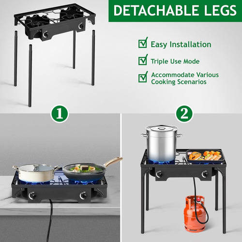 Estufa De Gas Propano 2 Quemadores 150,000 Btu Con Patas Ext
