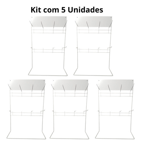 Display Balcao Fones Temperos Capinhas 8 Ganchos G Kit C/ 5 Cor Branco