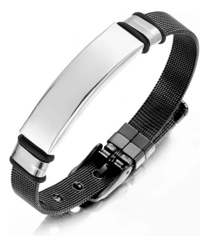 Pulsera Ajustable Tipo Reloj Placa De Acero Personalizado