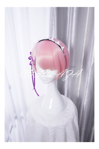 Z Ram Rem Cosplay Pelucas Cortas Rosa Anime Peluca De Pelo