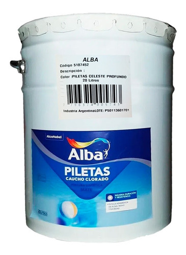 Pintura Para Piletas Caucho Celeste Profundo Alba 20 Lts 