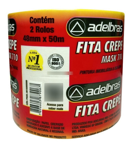 Fita Crepe Mask 710 Adelbras - 10 Rolos 48mm X 50m