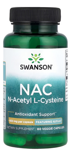 Swanson Suplementos Dietéticos Nac N-acetil L-cisteína 600 Mg 60 Capsulas Sin Sabor