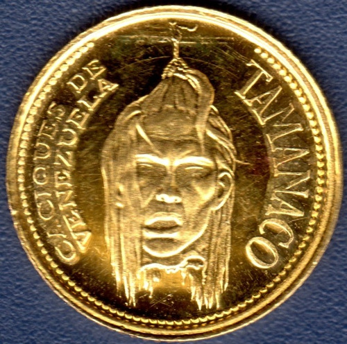 Moneda De 1,4 Gramos Oro Ley 900 22 Kilates Cacique Tamanaco