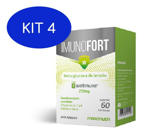 Kit 4 Imunofort (wellmune E Vitaminas) 250mg 60cps Maxinutri
