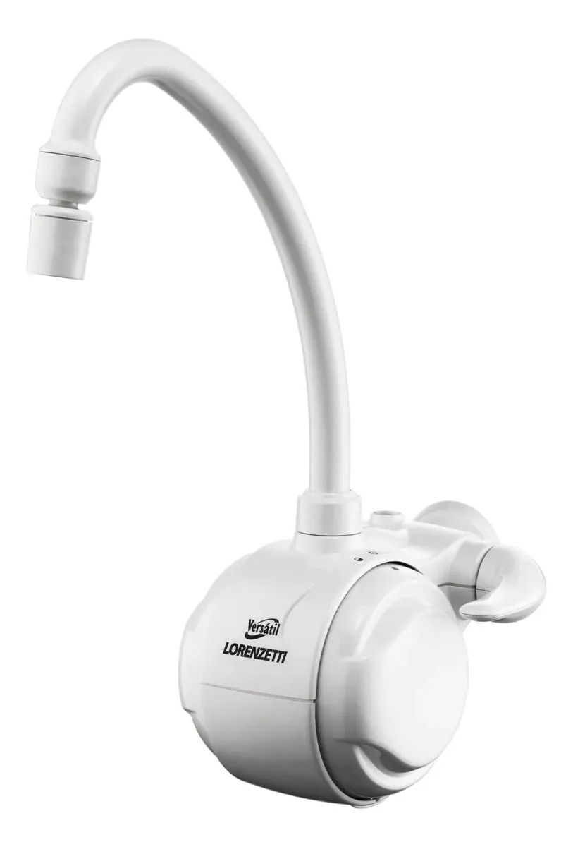 Torneira Elétrica Cozinha Versátil Lorenzetti Bica Móvel Branco Polido 5500w