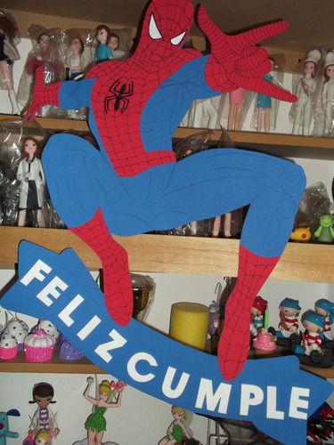 Cartel Cumpleaños - Spiderman H. Araña - Goma Eva 58 X 36 Cm